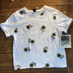 Embroidered Sunflower Crop Top